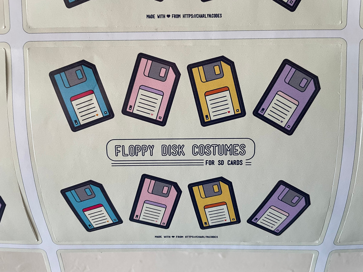 Floppy disk custom sticker sheet by custom sticker makers