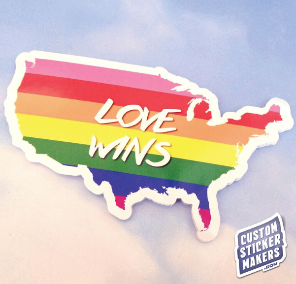 "love wins" die-cut sticker from Custom Sticker Makers
